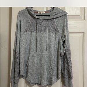 Gray lacy long sleeve shirt/hoodie